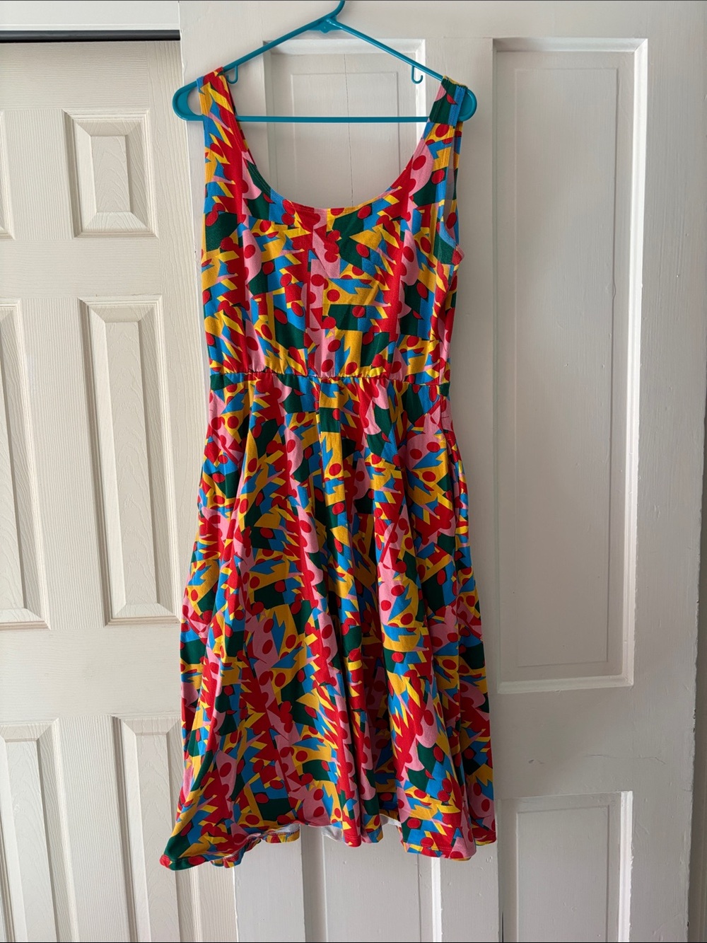 Nooworks Vacation Scoop Neck Midi Dress — Red, Pink, Yellow, Green